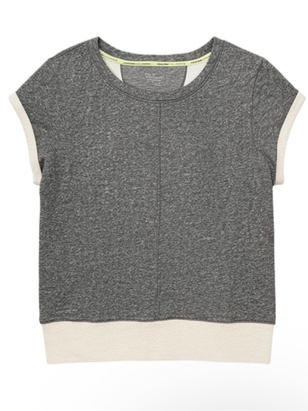 Calvin Klein Performance Heather Gray Short Sleeve Sweatshirt with Cream Trim